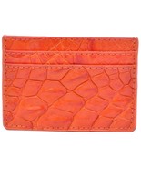 Precise Crocodile Leather Card Wallet In Coral Orange Color With Many Slots - $179.99