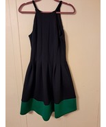 Vince Camuto Racerback Dress With Pockets Pleated Skirt Dark Blue/green ... - $35.79