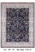 Black 8&#39; x 10&#39; Hand Knotted Delicate Kashan Exrtemly Good Quality Wool Area Rug - £1,189.86 GBP