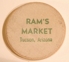 Vintage Tucson Arizona Wooden Nickel Ram&#39;s Market - $4.94
