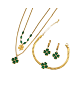 Green Lucky Clover Set Stainless Steel - $76.30 CAD