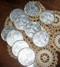 Hammered Aluminum Drink Coasters- Set of 10- Floral - £7.09 GBP