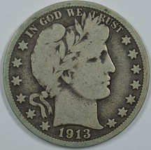 1913 P Barber circulated silver half dollar VG details - $115.00
