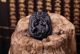 natural Obsidian Hand carved pi yao pendant - £20.71 GBP