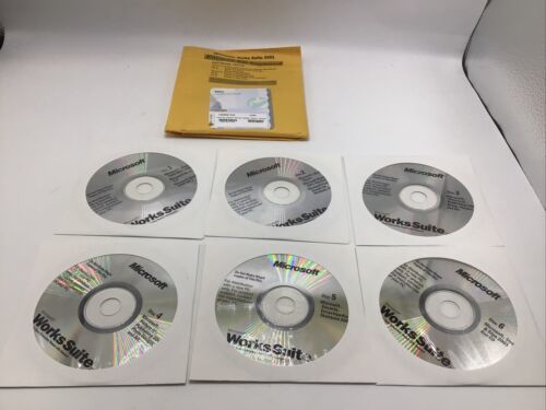 Primary image for MICROSOFT WORKS SUITE 2001 encarta 6 CD set COA & Product Key Software