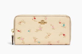 New Coach C7185 Accordion Zip Wallet with Antique Floral Print Ivory - £91.03 GBP
