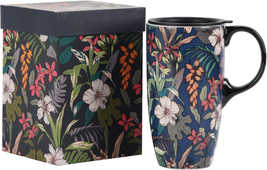 Ceramic Coffee Mug Travel Cup Gift with Lid 17Oz., Porcelain Tall Tea Cu... - $26.61