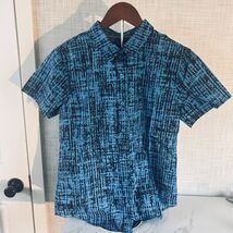 Wildfang Shirt Womens XS Blue Black Weave Abstract SS Essential Button U... - $28.43