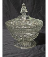 Vintage ANCHOR HOCKING 6.625&quot; Pattern Glass WEXFORD Footed Candy Dish Wi... - $16.98