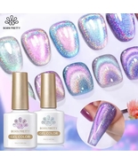 BORN PRETTY Rainbow 9D Holographic Cat Eye Magnetic UV Gel Nail Polish Soak off - $9.99