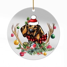 Cute Vizsla Dog Antlers Reindeer Christmas Ornament Acrylic Gift Tree Decor - £13.14 GBP