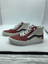 Men’s Vans Vault Sport Leather Skate Sk8-Hi White Red Sneakers Skate Shoes Sz 8 - £26.03 GBP