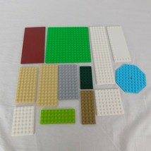 Lot of 13 Lego Plates 16x16 Grass Blue Octagon 8x16 Dark Red Tile 6x12 Tan - £11.41 GBP