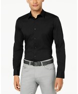 Calvin Klein Men&#39;s Slim-Fit Cotton Stretch Black Long-Sleeve Shirt sz 34... - $42.04 CAD