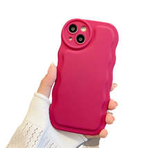 Anymob iPhone Case Red Matte Wavy Edge Soft Candy Colors Silicon Protective  - £21.45 GBP