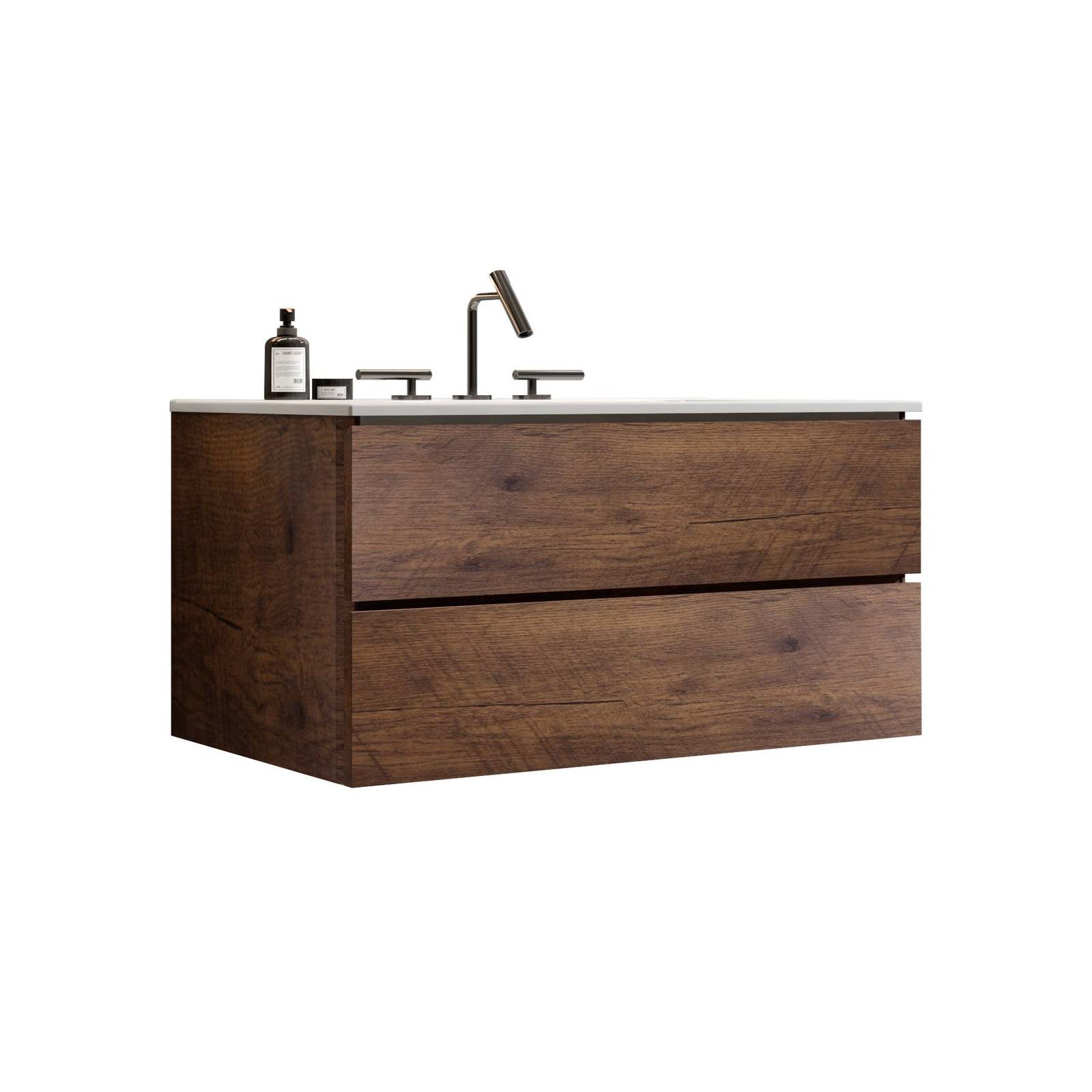 Walnut Floating Bathroom Vanity with Ceramic Sink Item image 4