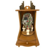 VTG Enesco Rotating Christmas Angels SILENT NIGHT Wooden Display with Dr... - £26.90 GBP