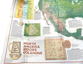 National Geographic Poster Map Two Sided North America Before Columbus I... - £13.54 GBP