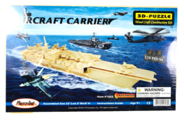 3D Puzzle Aircraft Carrier #1603 Natural Wood 170 pc Advanced Age 9+ 2013 NIP - $29.02
