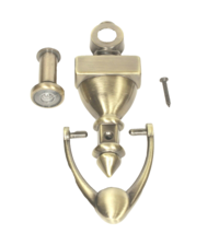 NEW Door Knocker With Peephole Antique Brass Finish 5.5 Inches W/ Screw - $12.99
