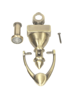 NEW Door Knocker With Peephole Antique Brass Finish 5.5 Inches W/ Screw - $17.80 CAD