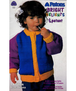 BRIGHT DELIGHTS KIDS KNITS SIZES 1 TO 3 PATONS 694 KNITTING WORSTED - £3.93 GBP