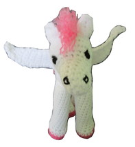 Pink and White Sparkle Pegasus Winged Horse Stuffed Plush Crochet - £27.52 GBP