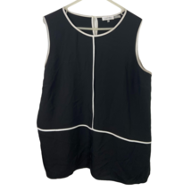 Calvin Klein Sleeveless Scoop Top Women Size XL Black White Trim Keyhole... - £9.27 GBP