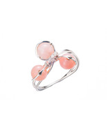 Pink Opal Ring / Charm Ring / Sterling silver charm ring / Diamond + pin... - £162.40 GBP