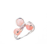 Pink Opal Ring / Charm Ring / Sterling silver charm ring / Diamond + pin... - $207.00