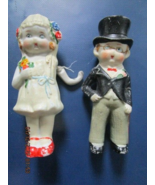 Antique Bisque Bride And Groom Cake Toper 1920s 4.50in [140D] - $88.01 CAD