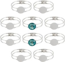 10 Bracelet Blank Hinge Bangle Bracelet with Pad Silver Blank Bracelet 2... - $39.60