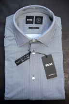 HUGO BOSS Hommes Hank Kent Voyage Slim Fit Performance Robe Extensible Shirt 44 - £50.68 GBP
