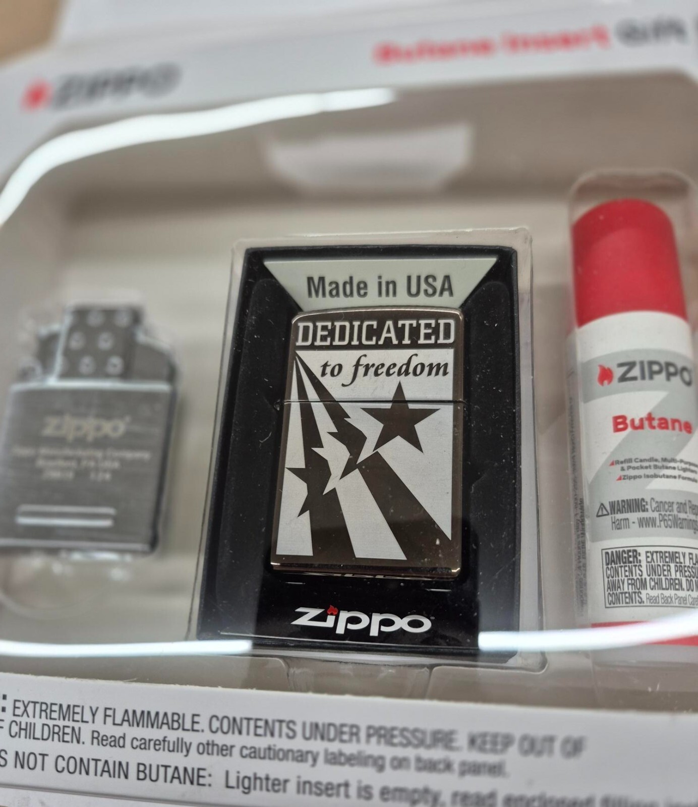 Rare Dedicated To Freedom  Zippo Lighter Gift Kit - $37.95