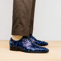 Marco Di Milano Genuine Pirarucu Exotic Lace-Up Shoes Olivieri Royal Blue image 12