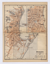 1900 Antique Map Of City Of Messina / Taormina / Sicily / Italy - $27.44