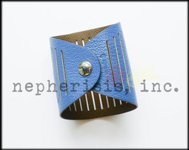 Hermes Petit H Ajoure Openwork Reversible Leather Bracelet Bright BLUE/ETOUPE - $550.00