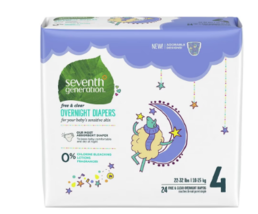 Seventh Generation Overnight Baby Diapers Free &amp; Clear Stage 424.0ea - £18.33 GBP