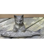 Vintage Samaritaine Cat with a Fish Silverplate Trinket Catch-all Dish - $32.59 CAD