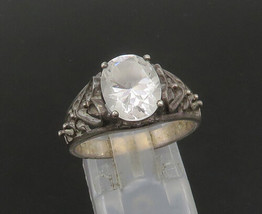 AVON 925 Silver - Vintage Cubic Zirconia Love Heart Band Ring Sz 8 - RG22971 - £31.75 GBP