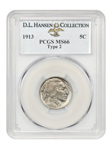 1913 5C PCGS MS66 (Type 2) ex: D.L. Hansen - £849.06 GBP