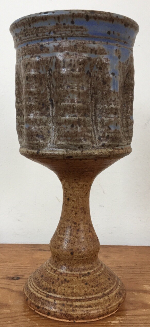Vintage 70s Handmade Studio Art Pottery Earthenware Clay Goblet Wine Gla... - $39.59
