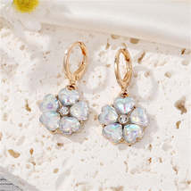 White Crystal &amp; Cubic Zirconia 18K Gold-Plated Flower Drop Earrings - £11.25 GBP