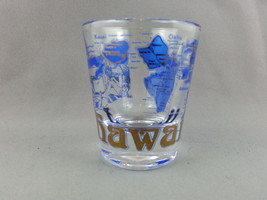 Vintage Hawaii shot Glass - Blue Graphic with Gold Trimming - In Mint Co... - £22.78 GBP