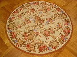 New 5&#39; Round Needlepoint Rug Hand Woven - £173.39 GBP