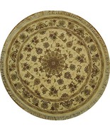 Ivory 5&#39; x 5&#39; NEW Wool&amp;Silk Fine Traditional Round Rug - £674.83 GBP