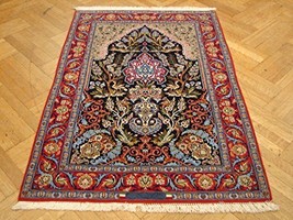 4' x 6' Persian Esfahan Rug SIGNED Silk & Wool Handmade IRAN 500 KPSI - $2,156.00