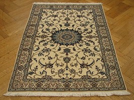 Ivory GENUINE Hand Knotted 3x5 Rug PERSIAN NAIN IRAN - £732.35 GBP