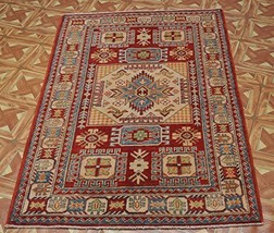 Natural Wool Kazak Rug Jewel Tone colors 3&#39; x 5&#39; - £276.84 GBP