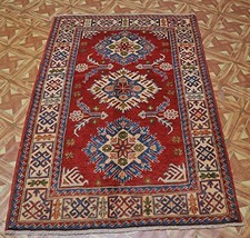 Kazak Ghazni Wool 3&#39; x 5&#39; Delightful Antique reproduction Rug - £291.41 GBP